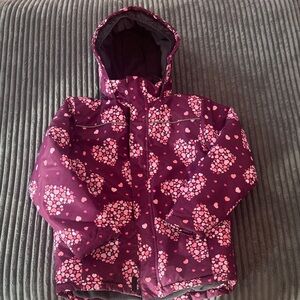 Purple Heart Patterned Hooded ski Jacket